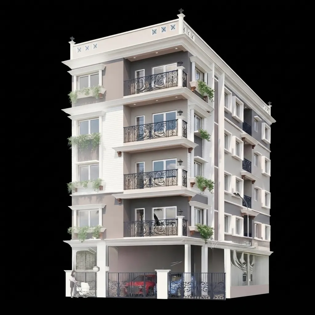 Echo Tower G+4 residential building design, New Town