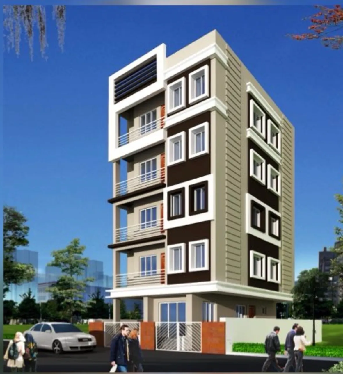 G+4 residential building design, Action Area II-D, New Town
